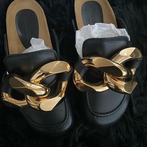JW ANDERSON CHUNKY NAPA CHAIN SLIDE MULES